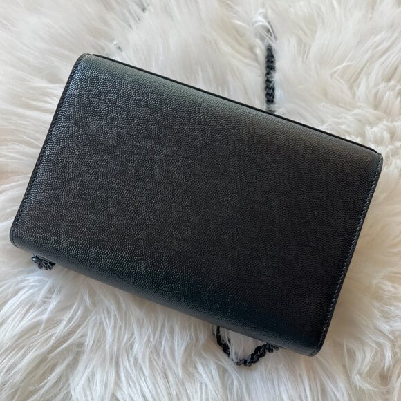 Saint Laurent Kate Embossed Leather Bag in Black with Black Hardware - Picture 4 of 8